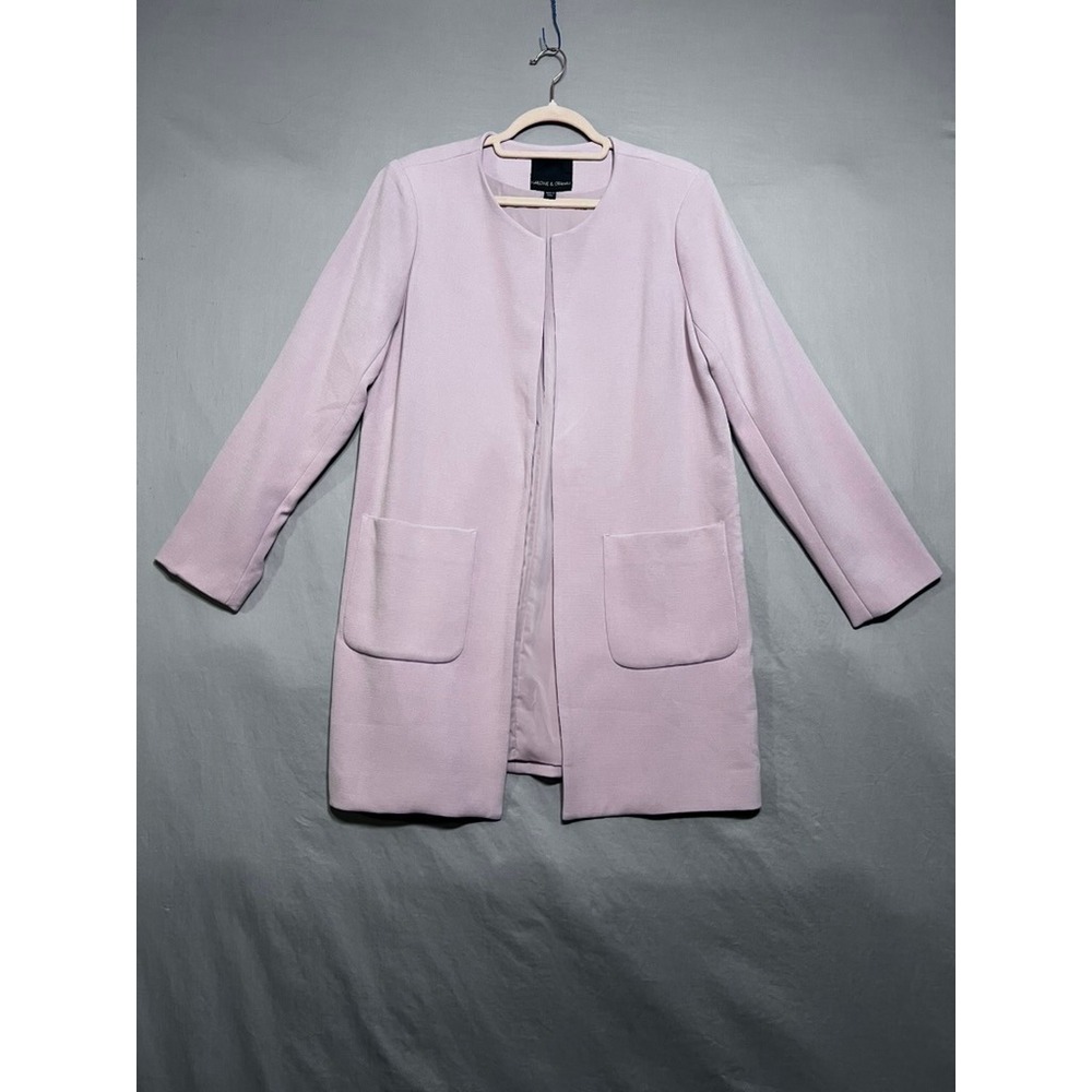 Harlow & Graham Lavender Open Front Longline Coat Side Zippers Large IM10371WNR